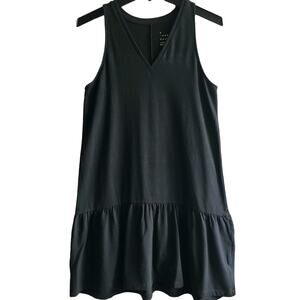 A New Day Black Sleeveless V Neck Tank Ruffle Hem Dress XS